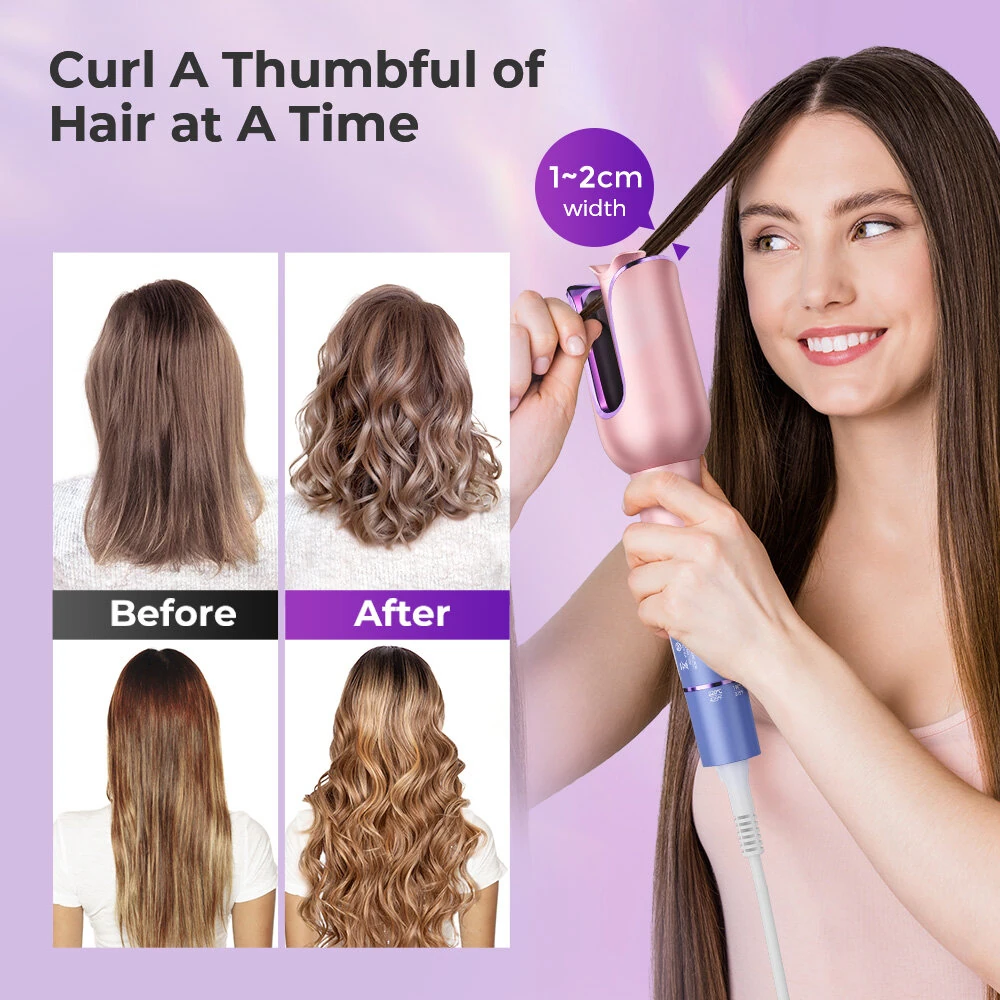 (image for) MOERAE Automatic Curling Iron, Curling Iron 23 mm Curling Iron with Negative Ions 3 Temperature Anti-Scald Design Intelligent Automatic Curling Iron